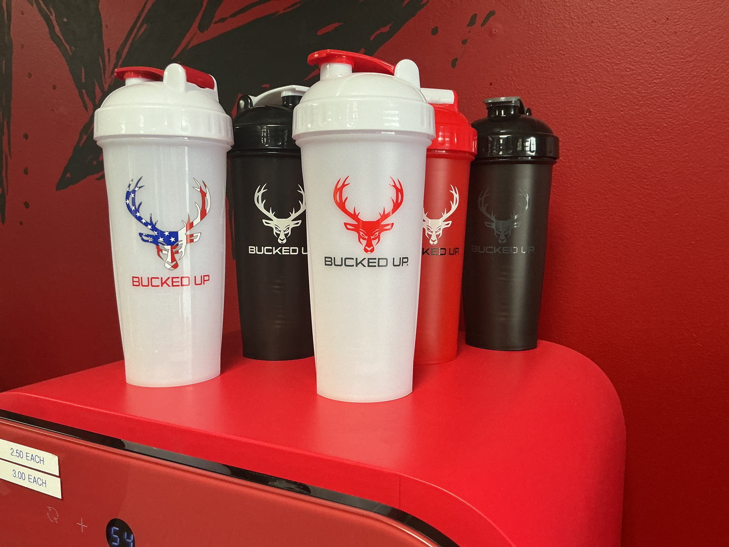 Bucked up shaker bottles